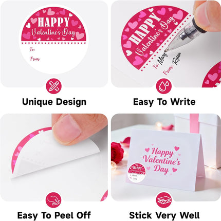 Valentines Day Gift Stickers - Happy Valentine's Day Name Stickers 60Pcs 2Inch Valentines to from Sticker Self Adhesive Happy Valentine's Heart Sticker for Envelope Seal Card Party Favors.