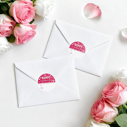 Valentines Day Gift Stickers - Happy Valentine's Day Name Stickers 60Pcs 2Inch Valentines to from Sticker Self Adhesive Happy Valentine's Heart Sticker for Envelope Seal Card Party Favors.