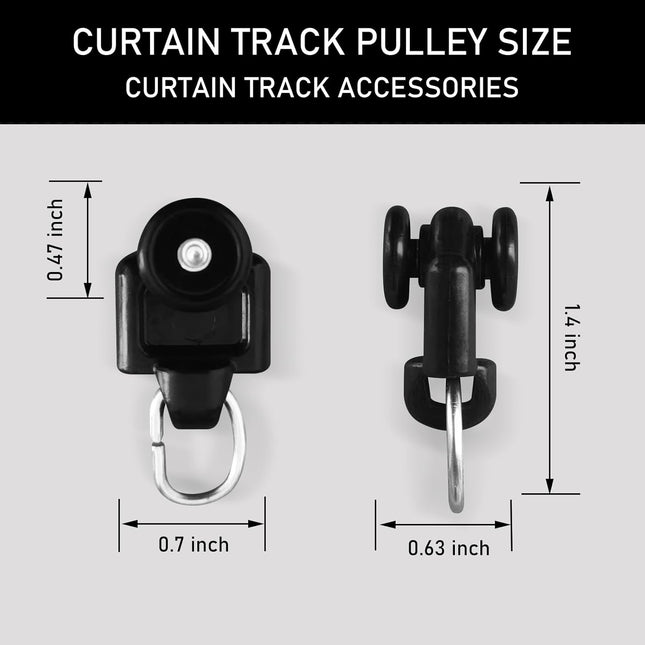 Curtain Tracks Ceiling Wall Mounted Heavy-Duty Curtains Rails Room Divider Curtain Track for Living Room Bedroom Room Shower Divider Special Pulley Black 20PCS.