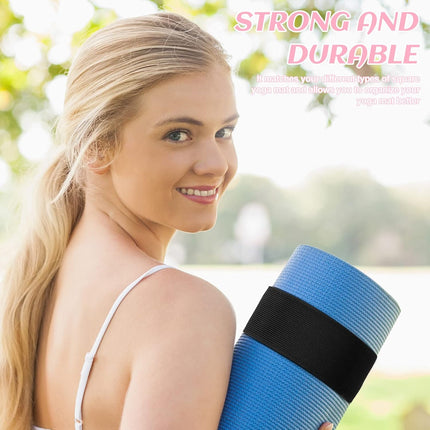 4 Pcs Nylon Yoga Mat Strap Stretchable Holder Straps Heavy Duty Bungee Straps Band Adjustable Carrying Strap for Exercise Workout Pilates Yoga Mat Storage Gym, Black.