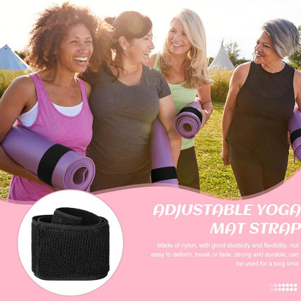 4 Pcs Nylon Yoga Mat Strap Stretchable Holder Straps Heavy Duty Bungee Straps Band Adjustable Carrying Strap for Exercise Workout Pilates Yoga Mat Storage Gym, Black.