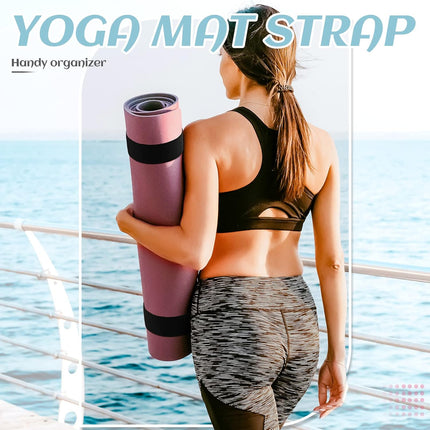4 Pcs Nylon Yoga Mat Strap Stretchable Holder Straps Heavy Duty Bungee Straps Band Adjustable Carrying Strap for Exercise Workout Pilates Yoga Mat Storage Gym, Black.