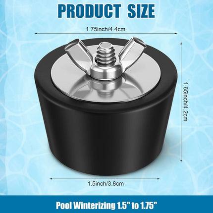 2 Pcs 1.5 to 1.75 Inch Pool Winterizing Plugs PVC/Steel Pipe Plugs Rubber Hole Stoppers for Swimming Pool Return Skimmer Winter Expansion with SS Screw Stainless Steel Bolt Heavy Duty Rubber.