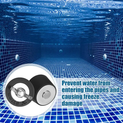 2 Pcs 1.5 to 1.75 Inch Pool Winterizing Plugs PVC/Steel Pipe Plugs Rubber Hole Stoppers for Swimming Pool Return Skimmer Winter Expansion with SS Screw Stainless Steel Bolt Heavy Duty Rubber.