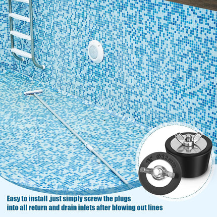 2 Pcs 1.5 to 1.75 Inch Pool Winterizing Plugs PVC/Steel Pipe Plugs Rubber Hole Stoppers for Swimming Pool Return Skimmer Winter Expansion with SS Screw Stainless Steel Bolt Heavy Duty Rubber.