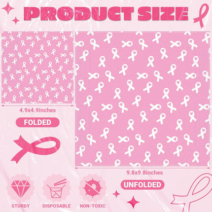 Cocktail Guest Napkins Paper Disposable Beverage Dinner Napkins Hand Towel for Holiday Birthday Party Supplies Favors Table Decoration(120 Pcs,Breast Cancer).