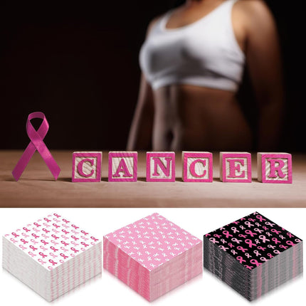 Cocktail Guest Napkins Paper Disposable Beverage Dinner Napkins Hand Towel for Holiday Birthday Party Supplies Favors Table Decoration(120 Pcs,Breast Cancer).