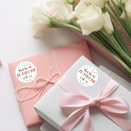 300Pcs Thank You Stickers - 2'' Thank You for Celebrating with Me Stickers Colorful Dot Thank You Birthday Party Favor Sticker Self Adhesive Thank You Seal Label Sticker for Gift Wedding Grad.