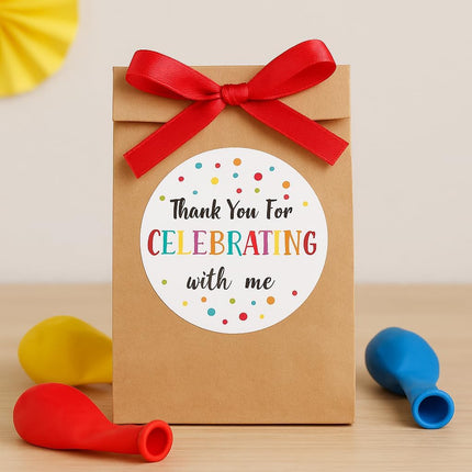 300Pcs Thank You Stickers - 2'' Thank You for Celebrating with Me Stickers Colorful Dot Thank You Birthday Party Favor Sticker Self Adhesive Thank You Seal Label Sticker for Gift Wedding Grad.