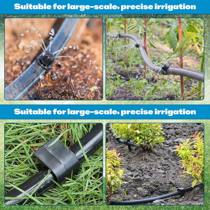 30 Pack 1/2 Inch Irrigation Tubing Hold Down Anchor Stakes, 0.87 x 4.33 Inch Drip Tubing Stakes with 50 Pcs 1/4" Adjustable Irrigation Drippers Sprinklers for Garden Patio Lawn Hoses(Black).