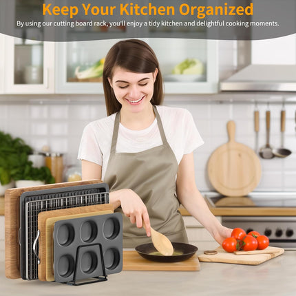 Cutting Board Organizer Kitchen Organizer Rack for Cutting Board, Bakeware, and Cookie Sheet, 5-Slot Heavy-Duty Steel Cookware Holder,Rust-Resistant with Anti-Slip Feet (2, Small).