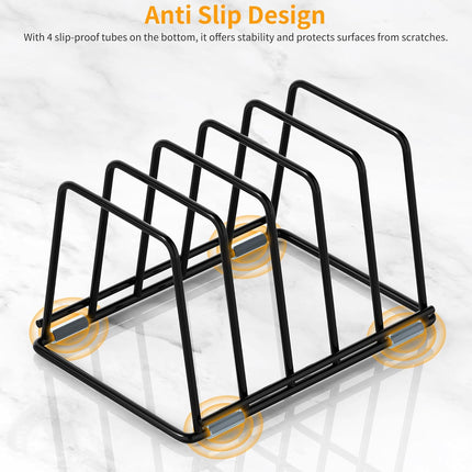 Cutting Board Organizer Kitchen Organizer Rack for Cutting Board, Bakeware, and Cookie Sheet, 5-Slot Heavy-Duty Steel Cookware Holder,Rust-Resistant with Anti-Slip Feet (2, Small).