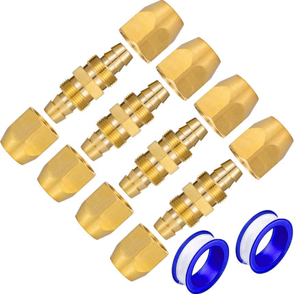 4PCS Soild Brass Air Reusable Hose Splicer For 1/4-Inch ID Hose,1/4" Air Hose Repair Fitting.