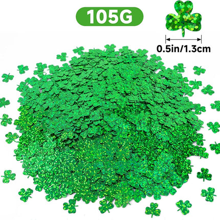 St.Patrick's Day Confetti - 3000Pcs Glitter Green Shamrock Confetti St.Patrick's Day Party Favor Decoration Lucky Clover Irish Table Scatter Confetto for Sanit Patricks Day Decor(105G).
