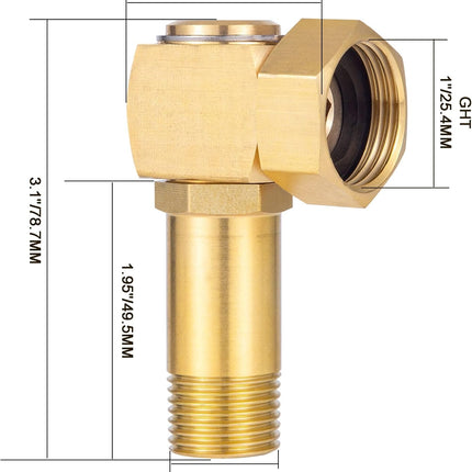 Lead-Free Brass Garden Hose Adapter,Hose Reel Parts Fittings,90 Degree Brass Replacement Part Swivel.