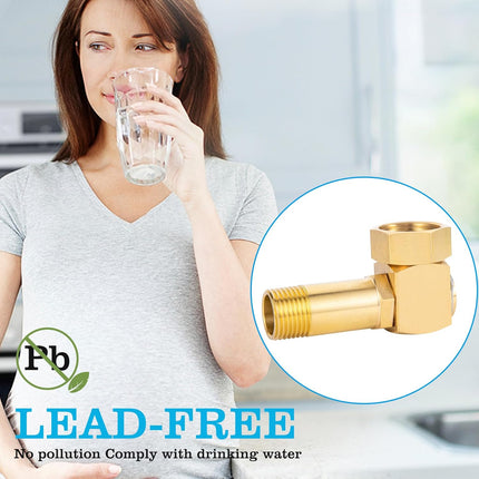 Lead-Free Brass Garden Hose Adapter,Hose Reel Parts Fittings,90 Degree Brass Replacement Part Swivel.
