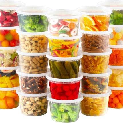 24 Sets 16 oz Plastic Deli Food Containers With Lids, Airtight Food Storage Containers, Freezer/Dishwasher/Microwave Safe, Soup Containers For Takeout Meal Prep Storage.