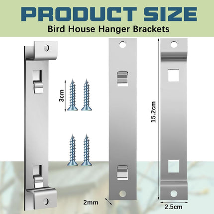 2 Sets Bird House Hanger Bracket Stable Rust Proof Galvanized Steel Mounting Bracket for Securing Bird Houses Nesting Boxes Feeders, Quickly Remove for Cleaning (Silver).