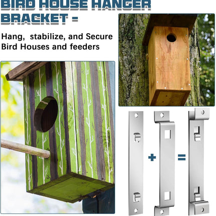 2 Sets Bird House Hanger Bracket Stable Rust Proof Galvanized Steel Mounting Bracket for Securing Bird Houses Nesting Boxes Feeders, Quickly Remove for Cleaning (Silver).