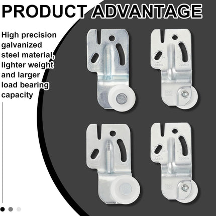 4 Pcs Sliding Closet Door Roller Kit Wardrobe Wheels Hardware for Top Hung Bypass 3/4" to 1-3/8 Inch Thick Kitchen Doors.