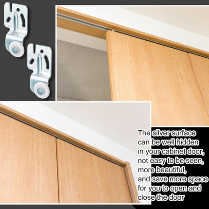4 Pcs Sliding Closet Door Roller Kit Wardrobe Wheels Hardware for Top Hung Bypass 3/4" to 1-3/8 Inch Thick Kitchen Doors.