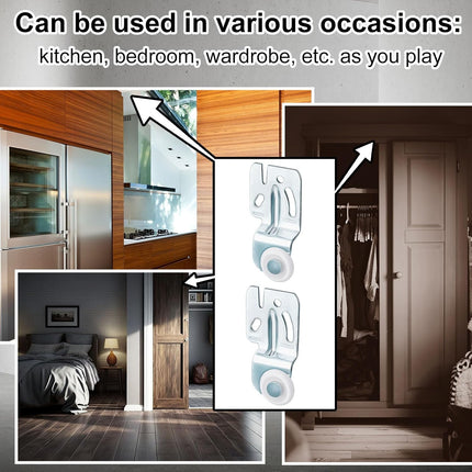 4 Pcs Sliding Closet Door Roller Kit Wardrobe Wheels Hardware for Top Hung Bypass 3/4" to 1-3/8 Inch Thick Kitchen Doors.