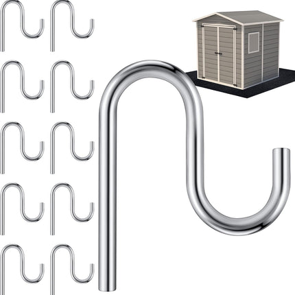 10 Pcs 2'' Long Shed Hooks Shed Accessories Without Drilling Hole for Hanging Heavy Duty Individual Utility Hooks Universal Wall Mounted J Utility Hangers for Tools Shovels Rakes (Silver).