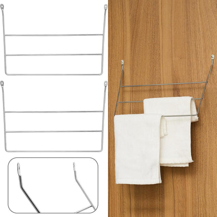 2 Pcs Under Sink Towel Holder for Kitchen and Bathroom Cabinets 3 Folded 3 Tier Towel Rack Wire Chrome Dish Rag Holder Door Mount Wire Dish Rack Hanger for Family Kitchen Bathroom Cabinet Door.