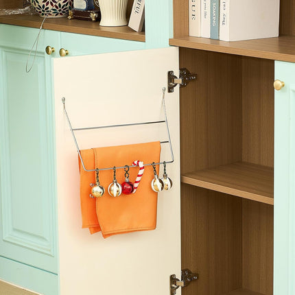 2 Pcs Under Sink Towel Holder for Kitchen and Bathroom Cabinets 3 Folded 3 Tier Towel Rack Wire Chrome Dish Rag Holder Door Mount Wire Dish Rack Hanger for Family Kitchen Bathroom Cabinet Door.