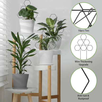 Plant Trellis for Climbing Plants Indoor 3 Pack Stackable Outdoor DIY Metal Trellis for Potted Plants 15.7 Inch Small Honeycomb Garden Trellis for Vines Clematis Wisteria Houseplant(Black).