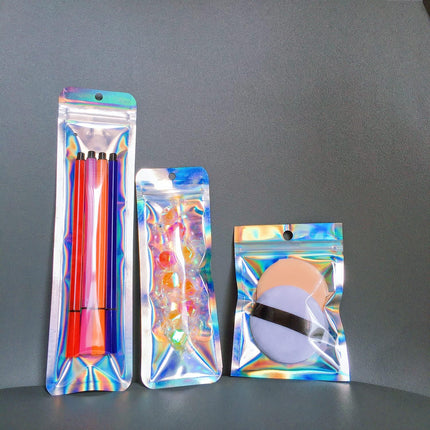 100 Pack Pen Packaging Bags Packaging Holographic Bags for Small Business Jewelry,Lip Gloss,Pen, (2.4x9inch).