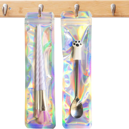 100 Pack Pen Packaging Bags Packaging Holographic Bags for Small Business Jewelry,Lip Gloss,Pen, (2.4x9inch).