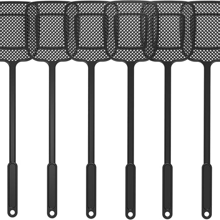 Heavy Duty Long Handle Fly Swatter, Black, 6 Pack.