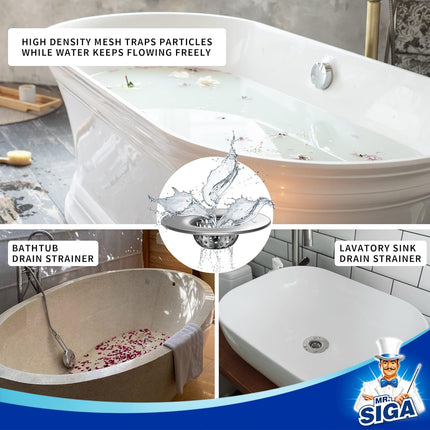 Bathroom Sink Strainer, Utility, Slop, Bathtub Lavatory Sink Drain Strainer Hair Catcher, Stainless Steel Shower Drain Strainer, Outer Diameter 2.1 inch, Inner Diameter 1 inch, 3 Pack.