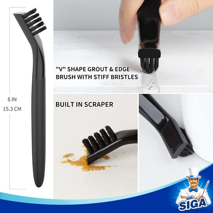 Grout Cleaner Brush Set - Detail Cleaning Brush Set for Tile, Sink, Drain, Grout and Edge, Crevice Cleaning.