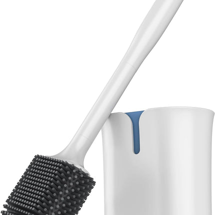 Toilet Brush and Holder, Wall Mounted Toilet Brush for Bathroom Cleaning, Compact Toilet Brush with Holder Set, White, 1 Pack.