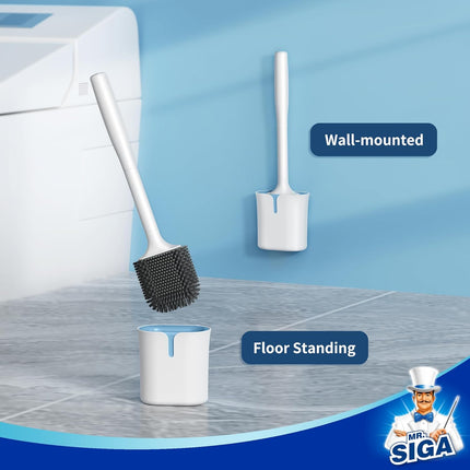 Toilet Brush and Holder, Wall Mounted Toilet Brush for Bathroom Cleaning, Compact Toilet Brush with Holder Set, White, 1 Pack.