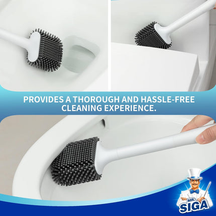 Toilet Brush and Holder, Wall Mounted Toilet Brush for Bathroom Cleaning, Compact Toilet Brush with Holder Set, White, 1 Pack.