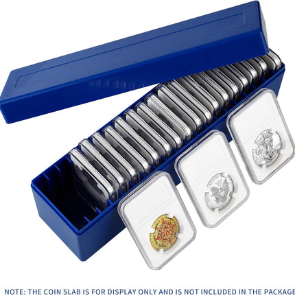 Plastic Coin Slab Storage Box, Coin Storage Box Case for NGC, PCGS, PMG, and Premier Coin Holders, Coin Holder Organizer Boxes with 20 Slots, Only Box, Blue.