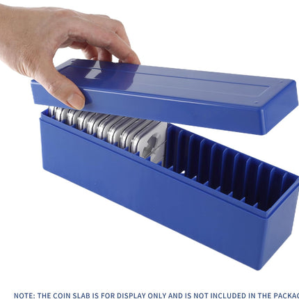 Plastic Coin Slab Storage Box, Coin Storage Box Case for NGC, PCGS, PMG, and Premier Coin Holders, Coin Holder Organizer Boxes with 20 Slots, Only Box, Blue.