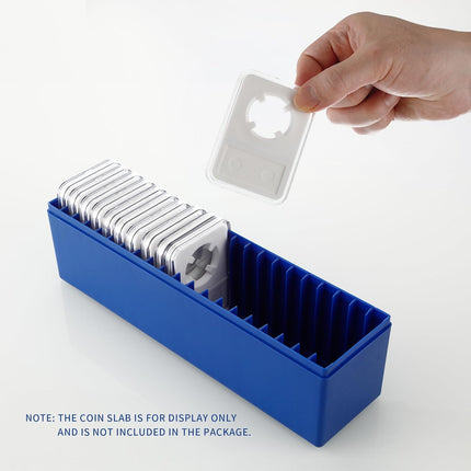 Plastic Coin Slab Storage Box, Coin Storage Box Case for NGC, PCGS, PMG, and Premier Coin Holders, Coin Holder Organizer Boxes with 20 Slots, Only Box, Blue.