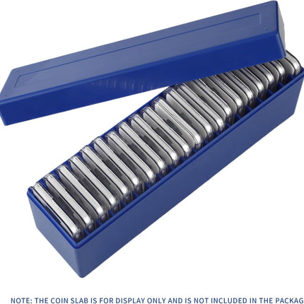 Plastic Coin Slab Storage Box, Coin Storage Box Case for NGC, PCGS, PMG, and Premier Coin Holders, Coin Holder Organizer Boxes with 20 Slots, Only Box, Blue.