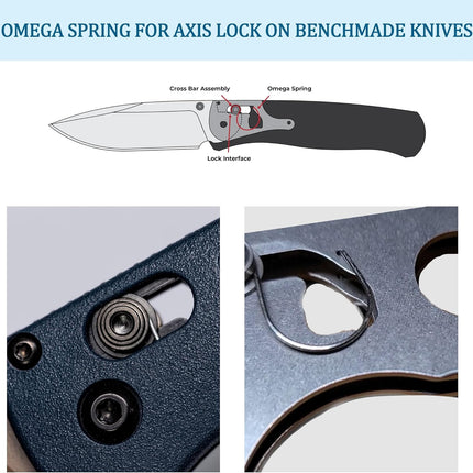 4-Packs Omega Springs Replacement for Benchmade Axis Lock Knives – Compatible with 940 535 555 556 557 707 533, Griptillian, Mini, Adamas, 810 550 551 552 710 730, Stainless Steel 304, 2 Sizes Included.