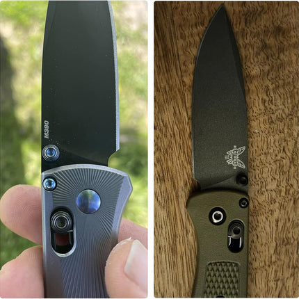 3 Pack Titanium Thumb Studs Fit for Benchmade BUGOUT 535 Series Pocket Knives, Black, Blue, Titanium Primary Color.