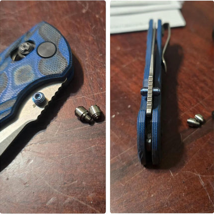 3 Pack Titanium Thumb Studs Fit for Benchmade BUGOUT 535 Series Pocket Knives, Black, Blue, Titanium Primary Color.