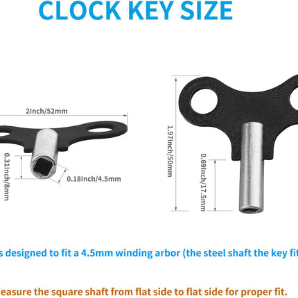 2 Pack Clock Winding Key #9 4.5mm, Antique Clock Winding Key Set for Wall Clocks, Alarm Clocks and Wind Chain Repair (4.5mm & 0.177 Inch Hole).