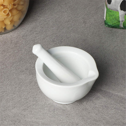 Porcelain Small Mortar and Pestle, Ceramic Herb Grinder Pill Crusher Set, 3.3 inch White.