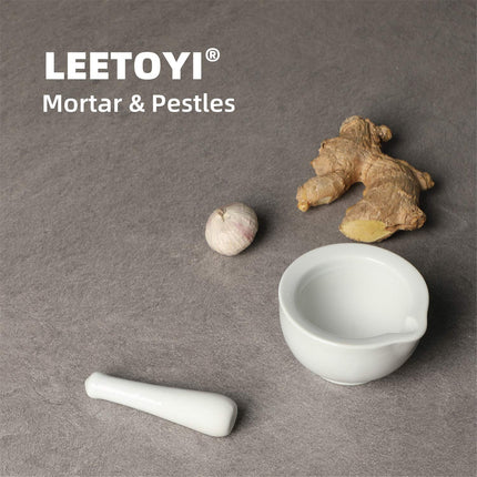 Porcelain Small Mortar and Pestle, Ceramic Herb Grinder Pill Crusher Set, 3.3 inch White.