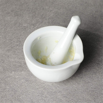 Porcelain Small Mortar and Pestle, Ceramic Herb Grinder Pill Crusher Set, 3.3 inch White.