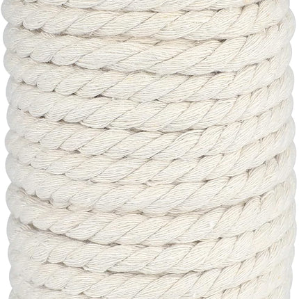1/3 Inch Nautical Cotton Rope Crafts, 8mm x 65Feet Clothes line Rope for Outdoor,3 Ply White Rope Cord Unbleached Rope, Macrame Cord Rope for Clothesline, Baskets, Hangings Pots, Pet, Toys.